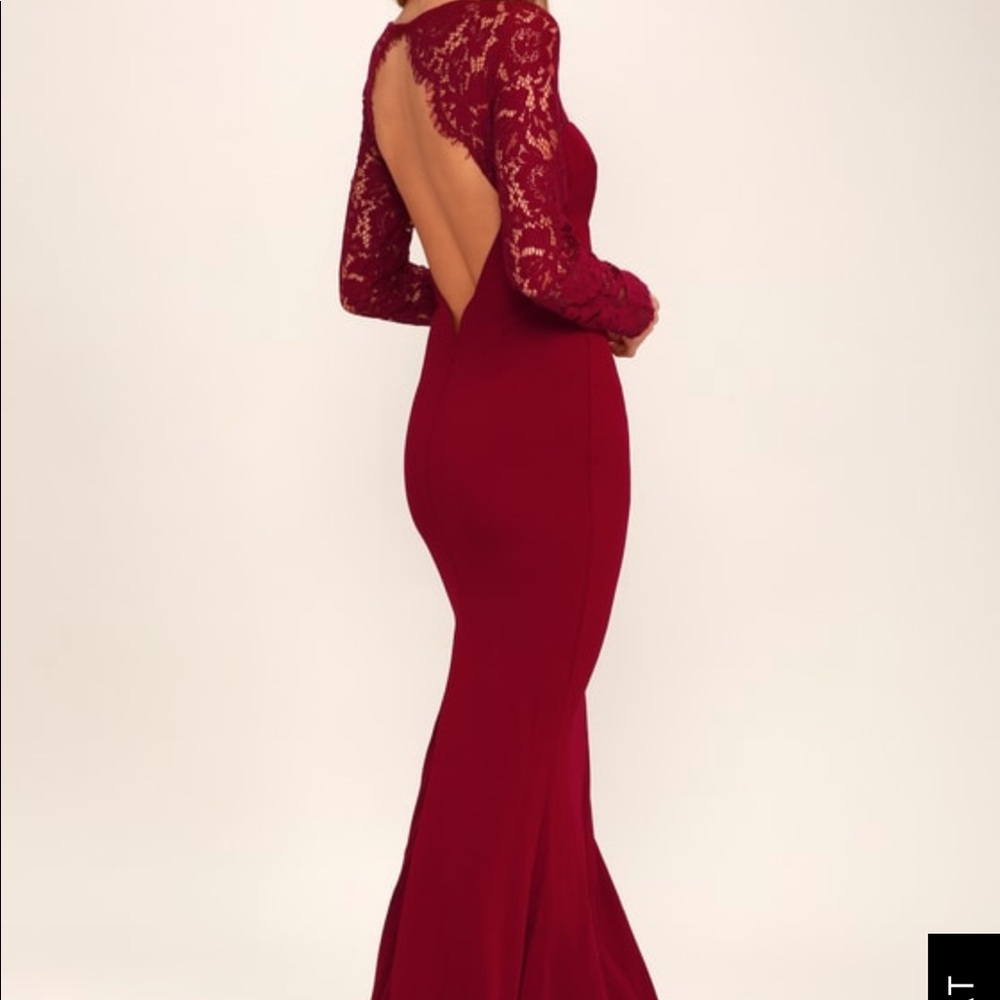 LULUS wine red lace maxi dress